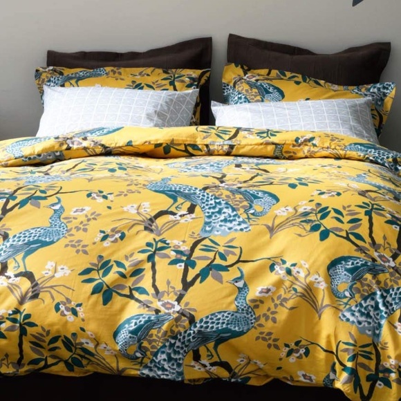 Dwell Studio Bedding Peacock King Duvet Set In Citrine Poshmark